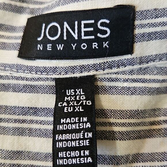 Jones New York Striped Linen Blend Top Size XL - Picture 7 of 10